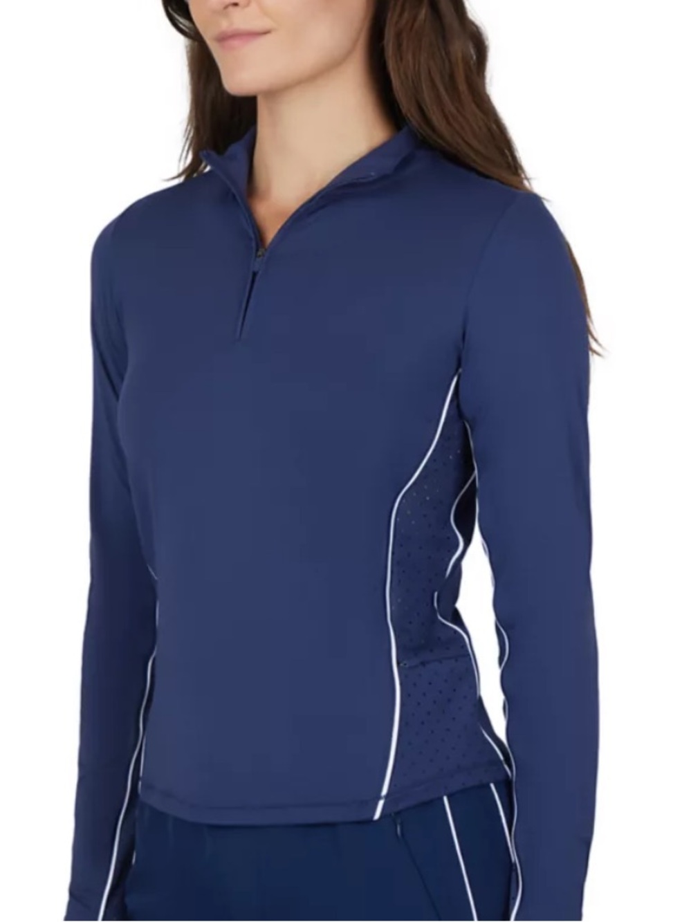 NWT Yogaliscious Lux Interlock Serve It Up Half Zip | Naval Academy/White | Sz M - Picture 4 of 13